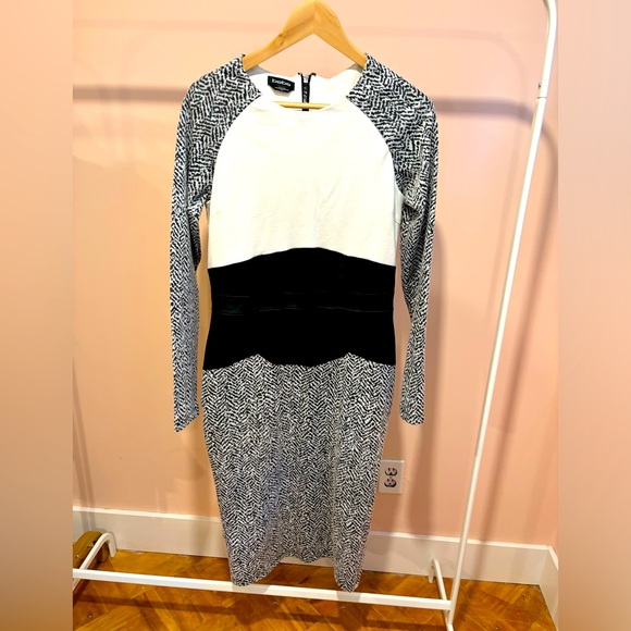 Bebe black jacquard sheath corset midi dress Large - Picture 1 of 5